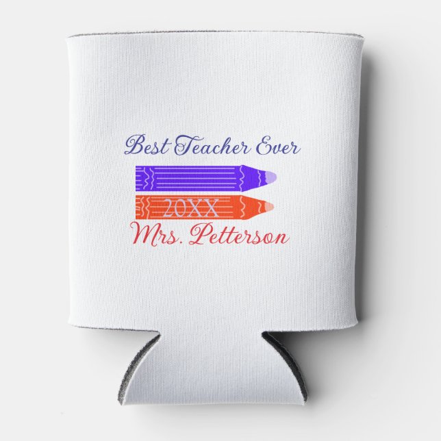 Porta-lata Garrafa azul vermelha que melhor professor já adic (Frente)