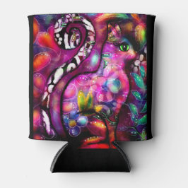 Porta-lata Gatinho-Abstrato de-Whimsso Gato Vermelho Floral R