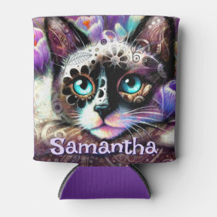 Porta-lata Gatinho Branco Siamês Gato Crocus Floral Personali