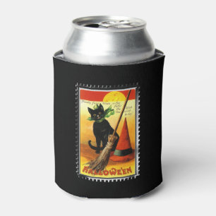 Porta-lata Gatinho de Halloween Sentado com Chapéu de Bruxas