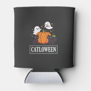 Porta-lata Gatlówek Desenho de Abóbora Fantasma de Gato Engra