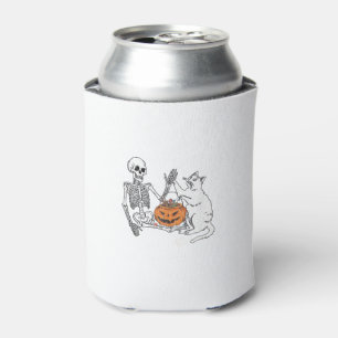 Porta-lata Gato abre Halloween Engraçado Esqueleto e Gato Pre