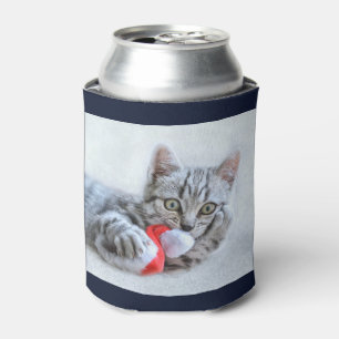 Porta-lata Gato de gato malhado cinzento bonito com Xmas do