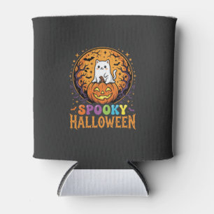 Porta-lata Gato de Halloween Abóbora Lua Design Vintage