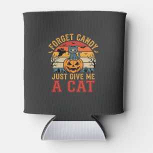 Porta-lata Gato de Halloween Esquece Doces Me Dê Um Gato_1