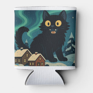 Porta-lata Gato de Natal Islandês do Yule com Luzes do Norte