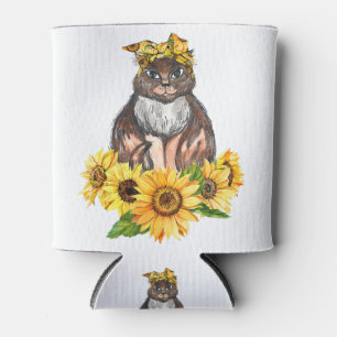 Porta-lata Gato Em Hipoteca De Girassol Presentes De Gato Bon
