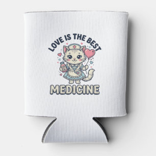 Porta-lata Gato Enfermeira Fofo O Amor é a Melhor Medicina De