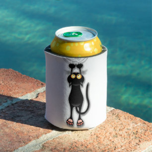 Porta-lata Gato engraçado Personagem arranhando Tecido