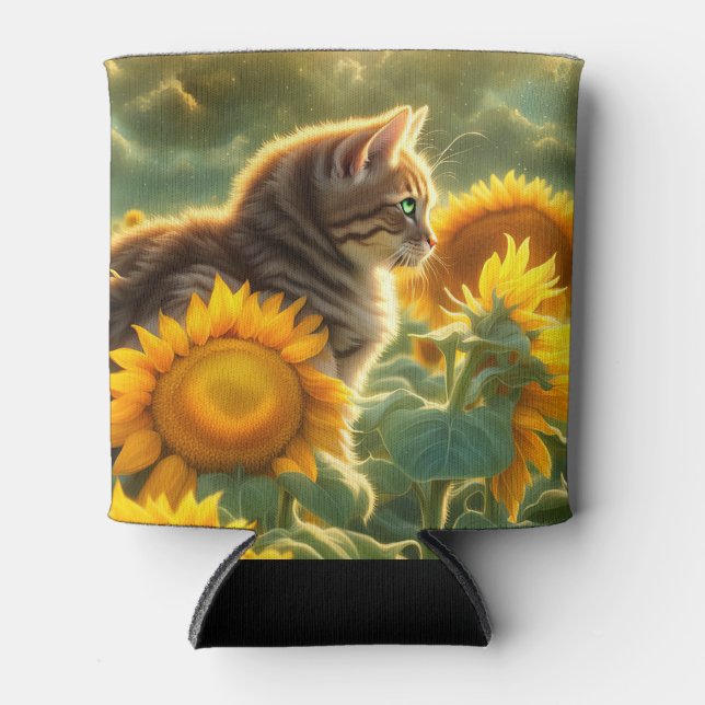 Porta-lata Gato Fofo e Girassol  (Frente)