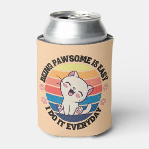 Porta-lata Gato Kawaii branco e bonito