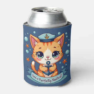 Porta-lata Gato Naval Kawaii Navegando Âncora Trocadilho