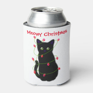 Porta-lata Gato negro   Meowy Christmas   Luzes cintilantes
