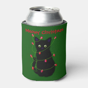 Porta-lata Gato negro   Meowy Christmas   Luzes cintilantes