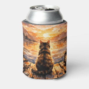 Porta-lata Gato no Cais ao Pôr do Sol