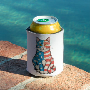 Porta-lata Gato Patriótico 4 de Julho 250º Aniversário