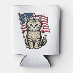 Porta-lata Gato Patriótico com Vetor de Design Vintage da Ban