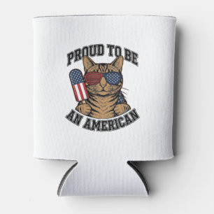 Porta-lata Gato Patriótico Orgulhoso por Ser Americano Vetor 