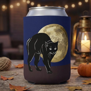 Porta-lata Gato Preto Rondando no Halloween em uma Noite de L