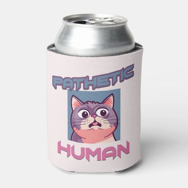 Porta-lata Gato Sarcástico e Bonito - Humano Patético (Can Front)