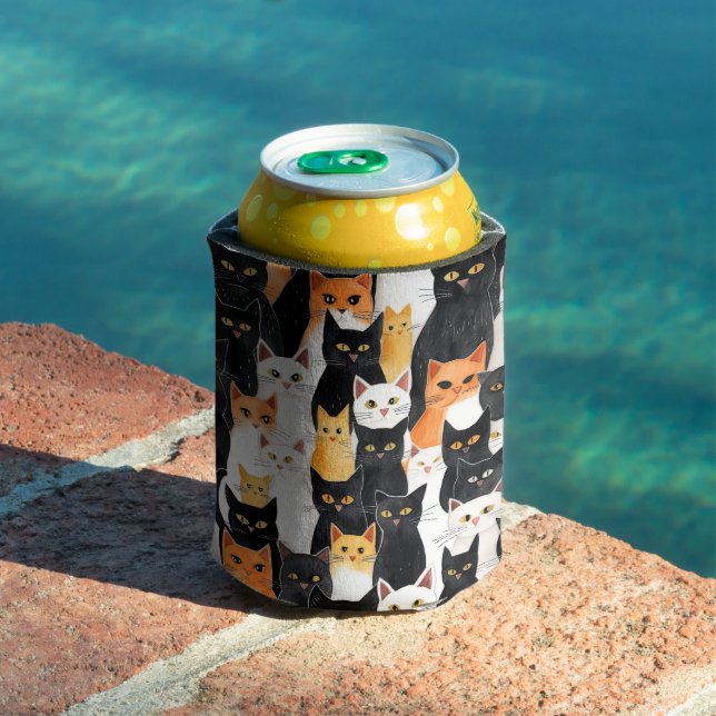 Porta-lata Gatos Brancos Laranja Pretos (Piscina in situ)