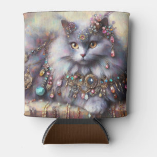 Porta-lata Gatos De Cinzas De Cabelo Longo Gato Vestindo Gems
