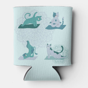 Porta-lata Gatos de Yoga Verdes