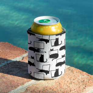 Porta-lata Gatos Pretos Sentados no Padrão de Laptop