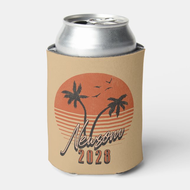 Porta-lata Gavin Newsom 2028 Para Presidente Palm Tree Sunset (Can Front)
