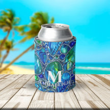 Gemas De Vidro Estimulantes Verdes Azuis Monograma