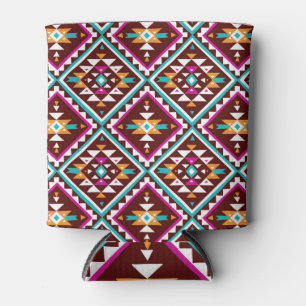 Porta-lata Geometria Colorida Tribal: Bela Vintage Étnica.
