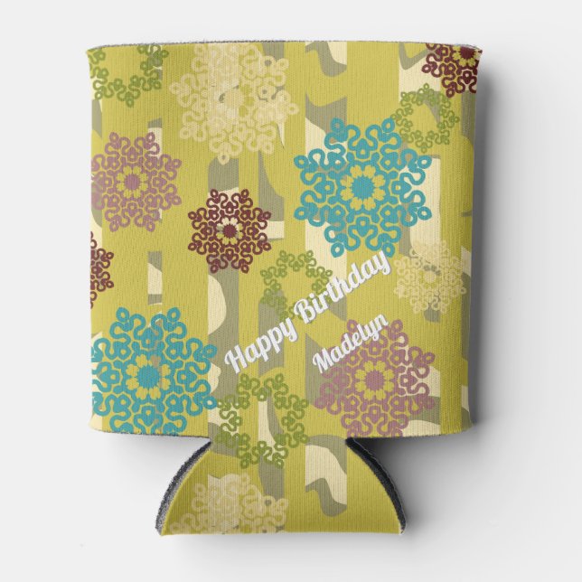 Porta-lata Geometric Flower Motiff Urban Camo Stripes Pattern (Frente)