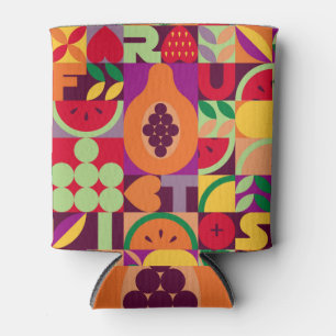 Porta-lata Geométrico de Fruta Retroativa: Vintage sem costur