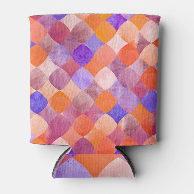 Porta-lata Geométrico em aquarela, escamas árabes. (Frente)