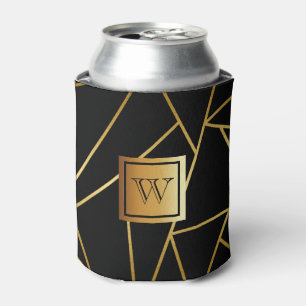 Porta-lata Geométrico em Preto e Ouro
