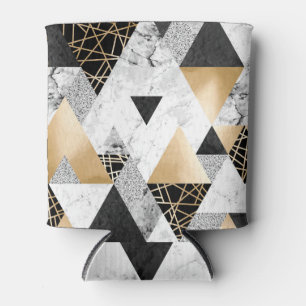 Porta-lata Geométrico Metálico: Dourado mármore prateado