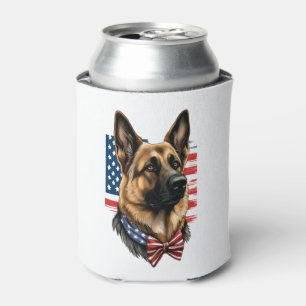 Porta-lata German shepherd com bandeira americana