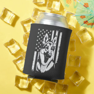 Porta-lata German shepherd Dog USA American Flag 4 De Julho