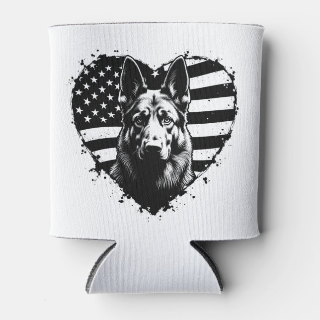 Porta-lata German shepherd Dog USA American Flag 4 De Julho (Frente)