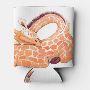 Porta-lata Girafa Dormindo: Gentil Aquarela