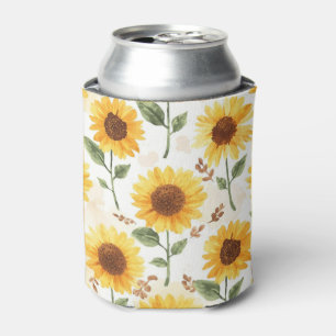Porta-lata Girassóis Amarelos Aquarela Floral Caprichoso