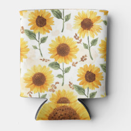 Porta-lata Girassóis Amarelos Aquarela Floral Caprichoso