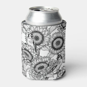 Porta-lata Girassóis e coxas douradas a preto e branco