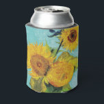 Porta-lata Girassóis Vincent van Gogh<br><div class="desc">Girassóis (1888) Vincent van Gogh. A vida ainda é azul. Um buquê brilhante de flores de girassol fica em um vaso. Reprodução de famosas imagens de arte no dominio público.</div>