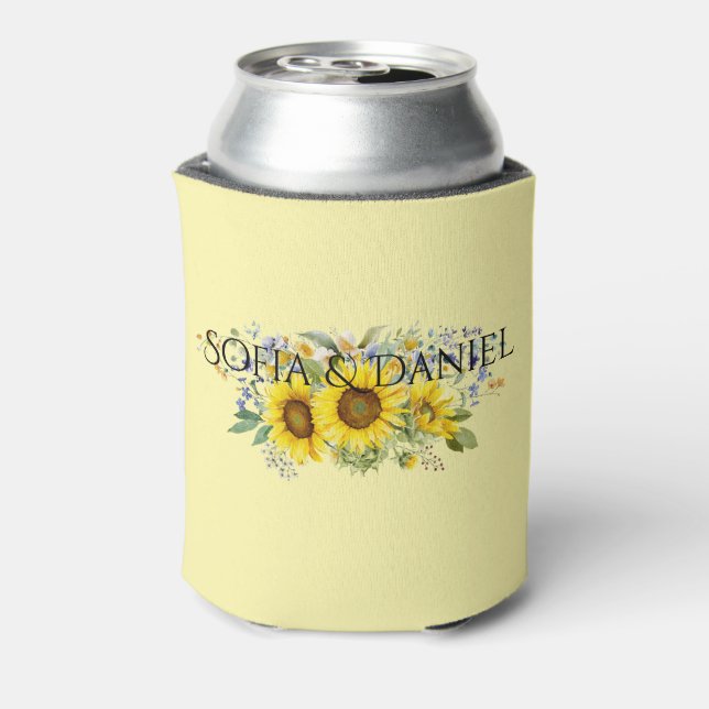 Porta-lata Girassol azul flor silvestre casamento amarelo (Can Back)