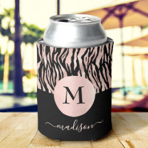 Glam Rosa Dourado Estampa Animal em Preto Monogram