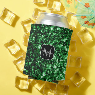 Porta-lata Glamorous Dark A brilha verde brilha monograma