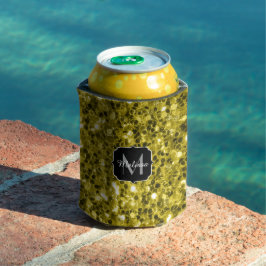 Porta-lata Glitter amarelo-escuro brilha monograma
