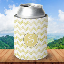 Porta-lata Glitter Chevron Amarelo Com Monograma