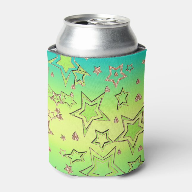Porta-lata Glitter de gradiente natalício brilhando estrelas  (Can Front)